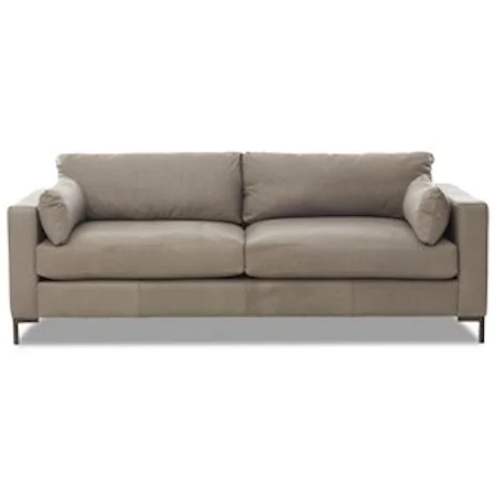 Contemporary Sofa with Track Arms and Metal Legs